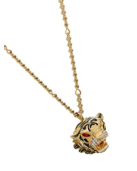 gucci bee heart necklace|Gucci tiger head necklace.